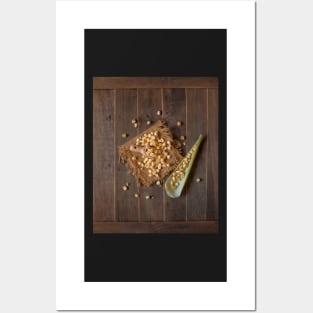 corn cob raw on wood Posters and Art